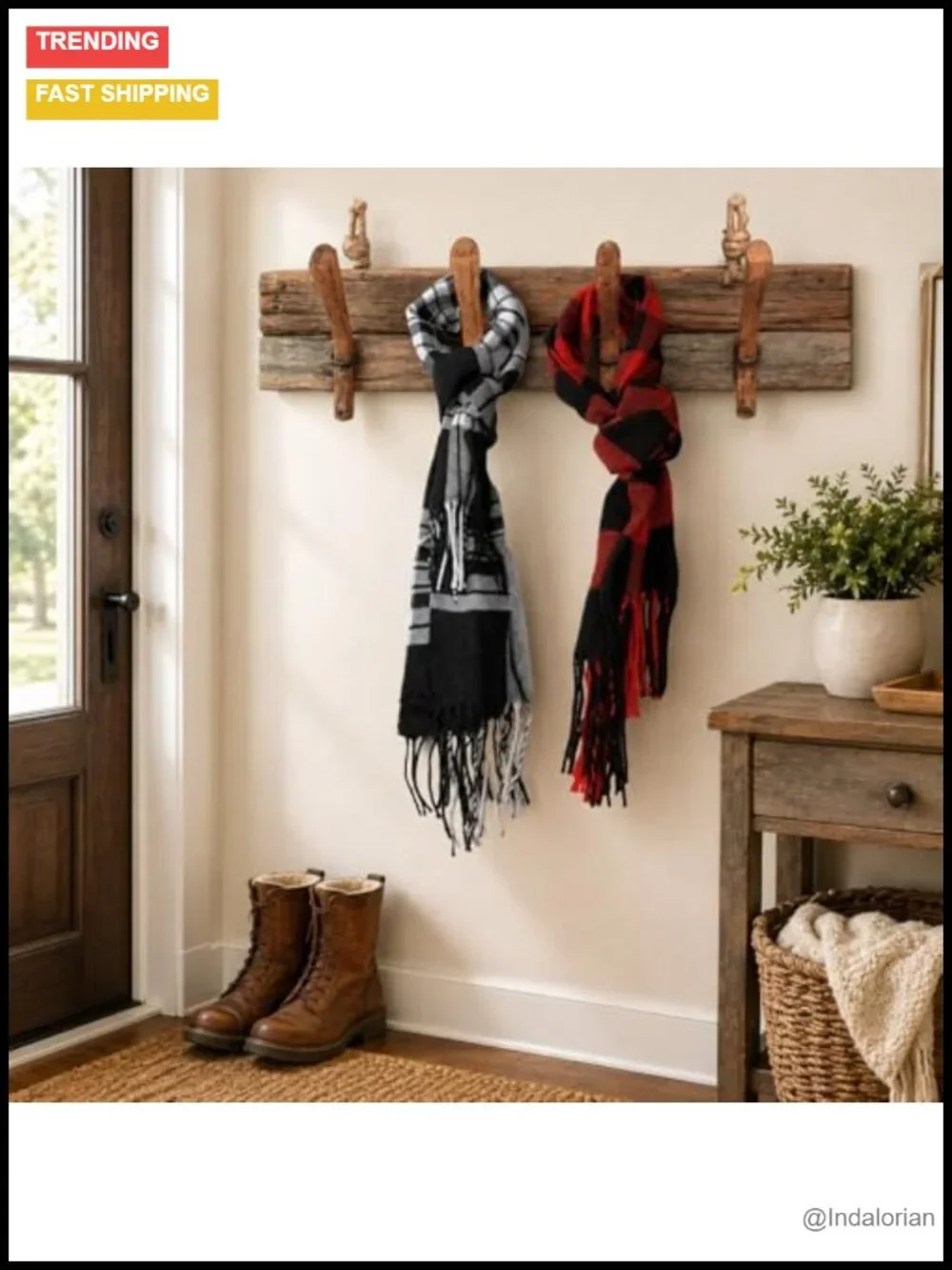 Set of 2 Long Fashion Scarves – Soft Cozy Plaid Winter Scarves 76x12.5 in